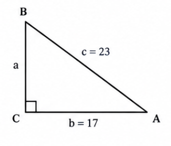 Triangle BCA avec les longueurs données